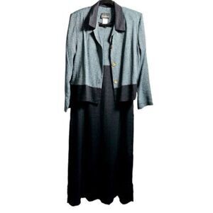 Vintage Positive Attitude Women’s Black Maxi Sleeveless Dress W/ Jacket Size 14